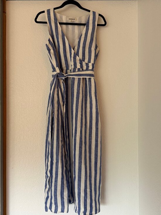 Boden Dresses & Skirts - Boden Blue and White Striped Midi Wrap Dress